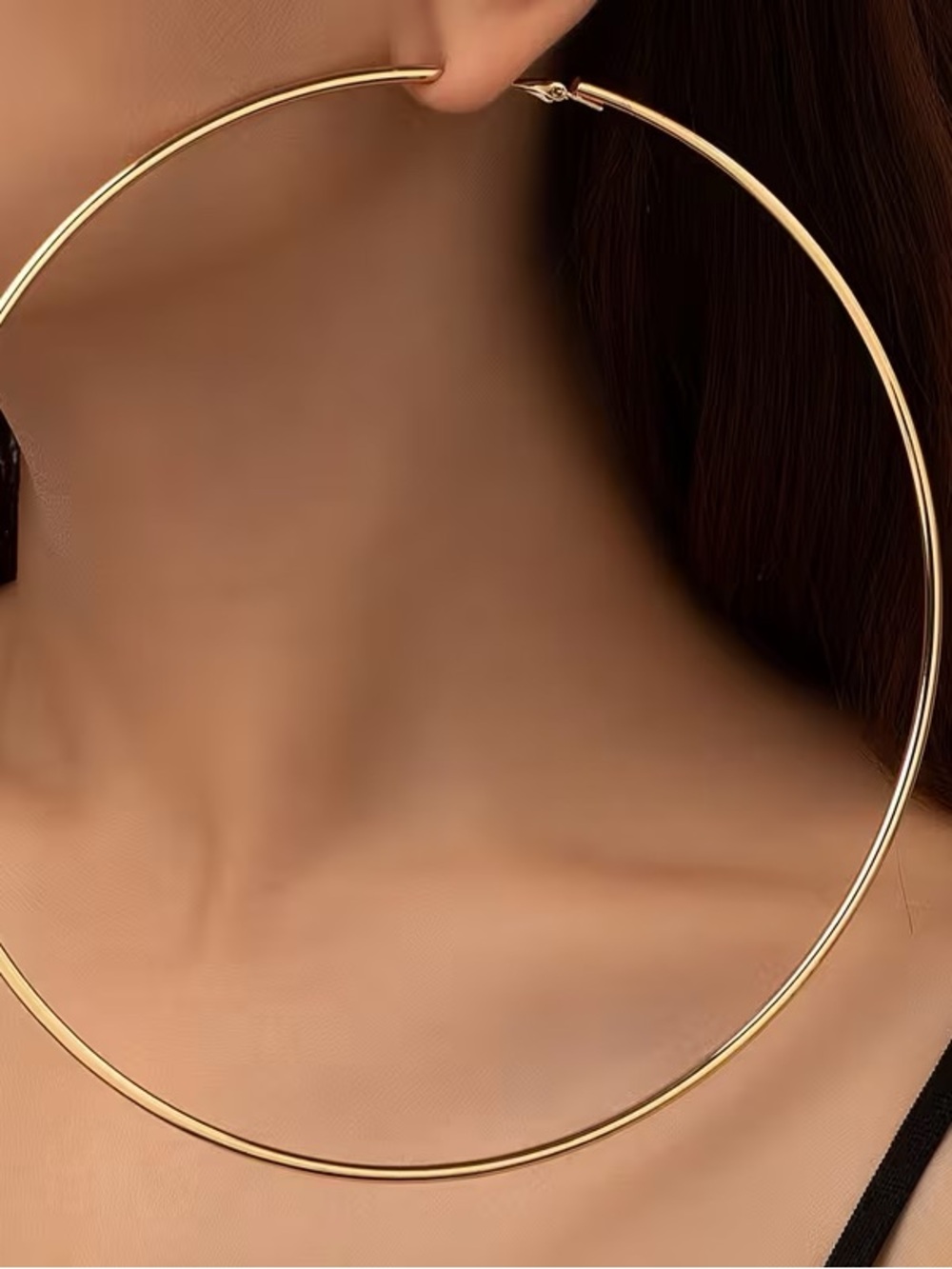 Gold Oversized Thin Hoop Earrings - Women Jewelry
